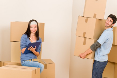 Office furniture and equipment being prepared for a business move in Richmond